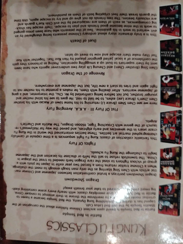 Kung Fu Classics" DVD Boxset collection