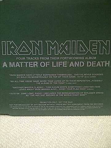 IRON MAIDEN: 4 TRACKS FROM A MATTER OF LIFE & DEATH: Advance preview CD: Promotional copy : CD