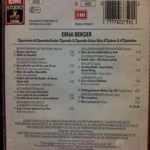Erna Berger:Operatic and Operetta Arias : CD