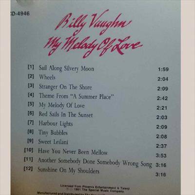Billy Vaughn : My Melody of Love : CD
