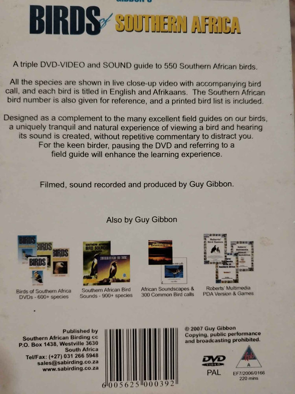 BIRDS of SOUTHERN AFRICA : Guy Gibbon : 3 DVD Set